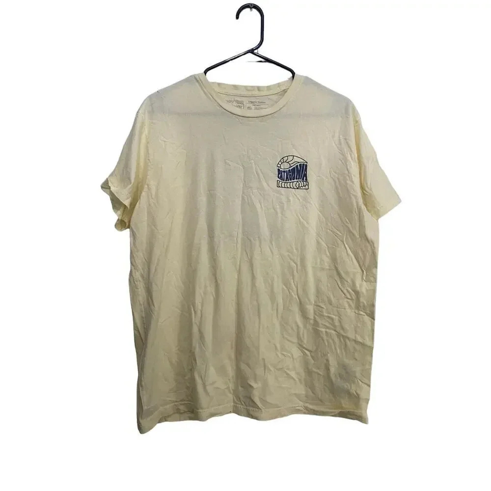 Patagonia Cosmic Peaks Yellow Short Sleeve Graphic T-Shirt Size Large
